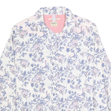 PEPE JEANS Womens White Blue Floral Shirt S Cotton Long Sleeve Button Casual