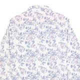 PEPE JEANS Womens White Blue Floral Shirt S Cotton Long Sleeve Button Casual