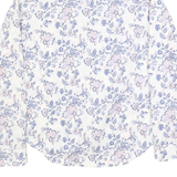 PEPE JEANS Womens White Blue Floral Shirt S Cotton Long Sleeve Button Casual