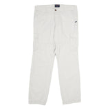 NEWPORT Mens Cotton White Regular Cargo Trousers W36 L34 Casual Zip Closure