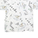 CHARLES VOGELE Womens White Canada Print Shirt S Cotton Blend Casual Short