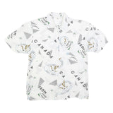 CHARLES VOGELE Womens White Canada Print Shirt S Cotton Blend Casual Short