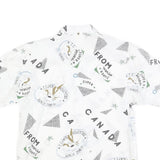 CHARLES VOGELE Womens White Canada Print Shirt S Cotton Blend Casual Short