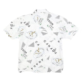 CHARLES VOGELE Womens White Canada Print Shirt S Cotton Blend Casual Short