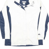 COLUMBIA Womens White & Blue Outdoor Jacket XL Polyester Blend Zip Hooded Plain