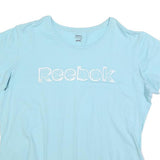REEBOK Womens Blue Cotton Blend T-Shirt 2XL Short Sleeve Round Neck Logo