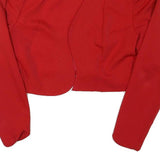 GENEVIEVE COLLECTION Womens Red Wool Cropped Jacket XS Plain Stylish Lightweight