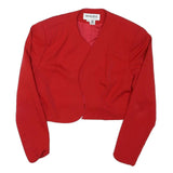 GENEVIEVE COLLECTION Womens Red Wool Cropped Jacket XS Plain Stylish Lightweight