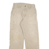 CARHARTT Mens Cotton Blend Beige Relaxed Straight Trousers W30 L32 Workwear