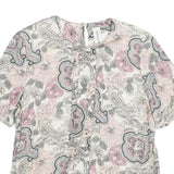NORTON MCNAUGHTON Womens Pink Blue Cream Floral Printed Top Short Sleeve Crew