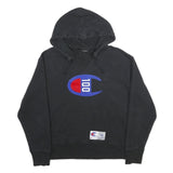 CHAMPION Mens Black Hoodie L Cotton Blend Pullover Logo Patch Sweatshirt