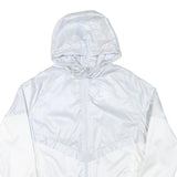NIKE Womens White Lightweight Hooded Zip Jacket L Polyester Blend Plain