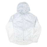 NIKE Womens White Lightweight Hooded Zip Jacket L Polyester Blend Plain