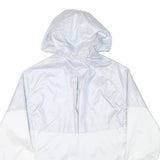 NIKE Womens White Lightweight Hooded Zip Jacket L Polyester Blend Plain
