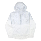 NIKE Womens White Lightweight Hooded Zip Jacket L Polyester Blend Plain