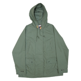 WOOLRICH Womens Green Cotton Blend Hooded Jacket XL Plain Zip Casual Outerwear