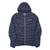FILA Womens Navy Zip Hooded Quilted Jacket M Polyester Blend Lightweight