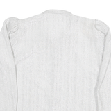 C&A Womens White Basic Long Sleeve Collared Blouse L Lightweight Polyester