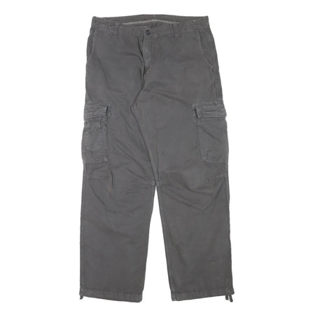 CARHARTT Mens Relaxed Grey Cotton Blend Zip Cargo Trousers W34 L31 Workwear