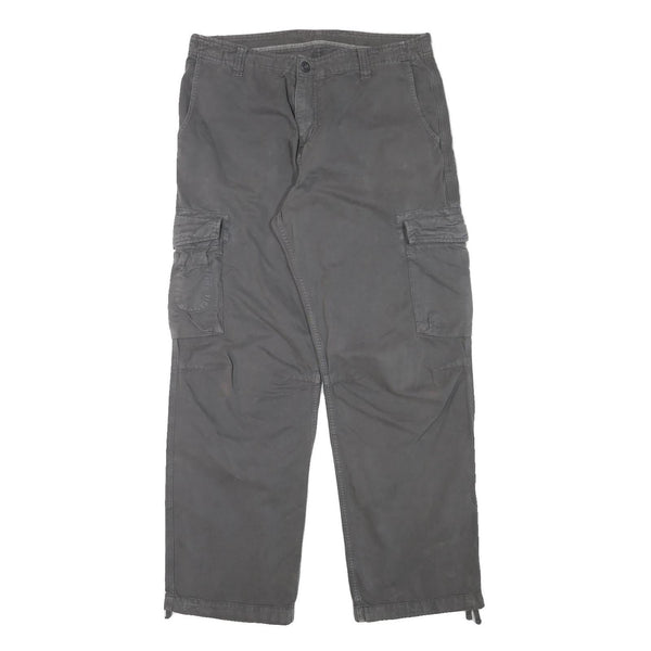 CARHARTT Mens Relaxed Grey Cotton Blend Zip Cargo Trousers W34 L31 Workwear