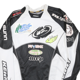 Mens Black & White Racing Graphic Long Sleeve Crew Neck T-Shirt Size L