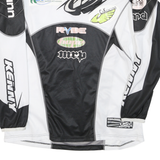 Mens Black & White Racing Graphic Long Sleeve Crew Neck T-Shirt Size L