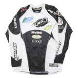 Mens Black & White Racing Graphic Long Sleeve Crew Neck T-Shirt Size L
