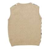 Womens Beige & Black Argyle V-Neck Jumper Patterned Knit XXS Sleeveless Vest
