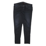 DIESEL Womens Slim Black Denim Cotton Blend Jeans W34 L27 Stud Detail Zip