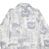 Womens White & Blue Geometric Pattern Jacket UK 20 Polyester Blend Zip Closure