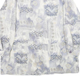 Womens White & Blue Geometric Pattern Jacket UK 20 Polyester Blend Zip Closure