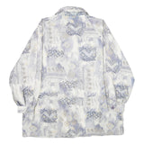 Womens White & Blue Geometric Pattern Jacket UK 20 Polyester Blend Zip Closure