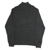 CHAPS Mens Black & Brown Plain Jumper Stand-Up Collar Chunky Knit L Button Neck
