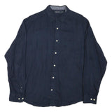 NAUTICA Mens Navy Blue Shirt M Cotton Blend Long Sleeve Casual
