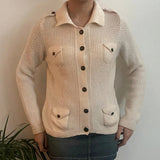 Unbranded Collared Cardigan - Large Cream Acrylic Blend