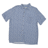 CAMPIA Mens Blue Abstract Pattern Rayon Shirt XL Casual Button Up Relaxed Fit