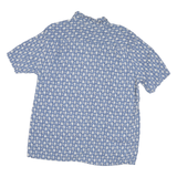 CAMPIA Mens Blue Abstract Pattern Rayon Shirt XL Casual Button Up Relaxed Fit