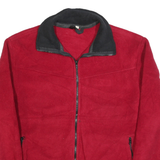 Womens Red Plain Polyester Full Zip Jumper L Casual Comfortable Basic