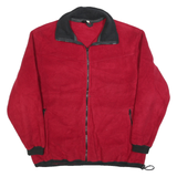Womens Red Plain Polyester Full Zip Jumper L Casual Comfortable Basic