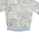 CASUAL LAND Mens Beige & Blue Short Sleeve Geometric L Polo Shirt Elastic Hem
