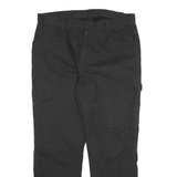 DICKIES Mens Cotton Blend Black Relaxed Straight Trousers W36 L29 Workwear Zip
