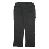 DICKIES Mens Cotton Blend Black Relaxed Straight Trousers W36 L29 Workwear Zip