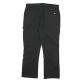 DICKIES Mens Cotton Blend Black Relaxed Straight Trousers W36 L29 Workwear Zip
