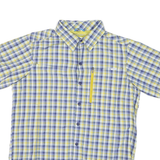 COLUMBIA Mens Blue & Yellow Check Shirt L Cotton Blend Lightweight Casual