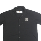 DICKIES Mens Black Cotton Blend Shirt M Workwear Short Sleeve Button Up