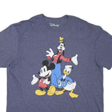 DISNEY Mens Blue Goofy Mickey Donald T-Shirt XL Short Sleeve Crew Neck Cartoon