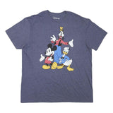 DISNEY Mens Blue Goofy Mickey Donald T-Shirt XL Short Sleeve Crew Neck Cartoon