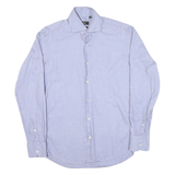 BOSS Mens Blue Plain Shirt L Cotton Blend Classic Fit Long Sleeve Button Shirt