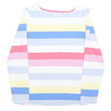 JOULES Womens Blue White Pink Striped Basic Top Long Sleeve Round Neck UK 12