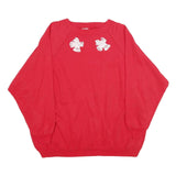 HANES Womens Red Cotton Blend Crew Neck 2XL Sweatshirt Lace Detail Pullover